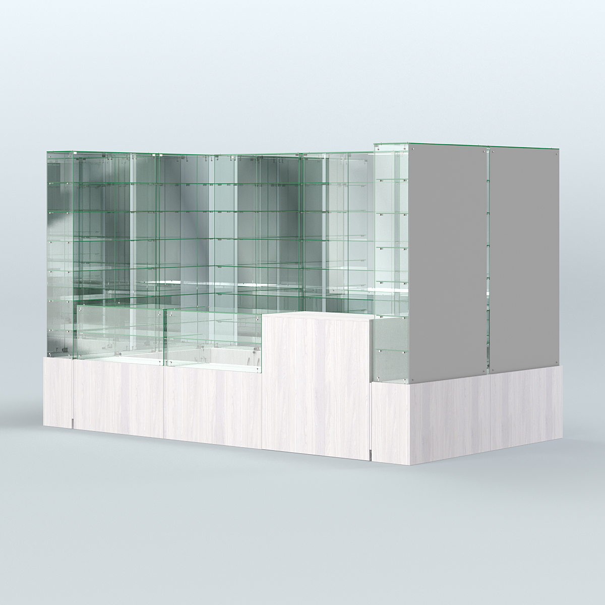Павильон ИСТРА (глубина витрин-300мм) №3г (5, 94 кв.м) Ясень Анкор светлый