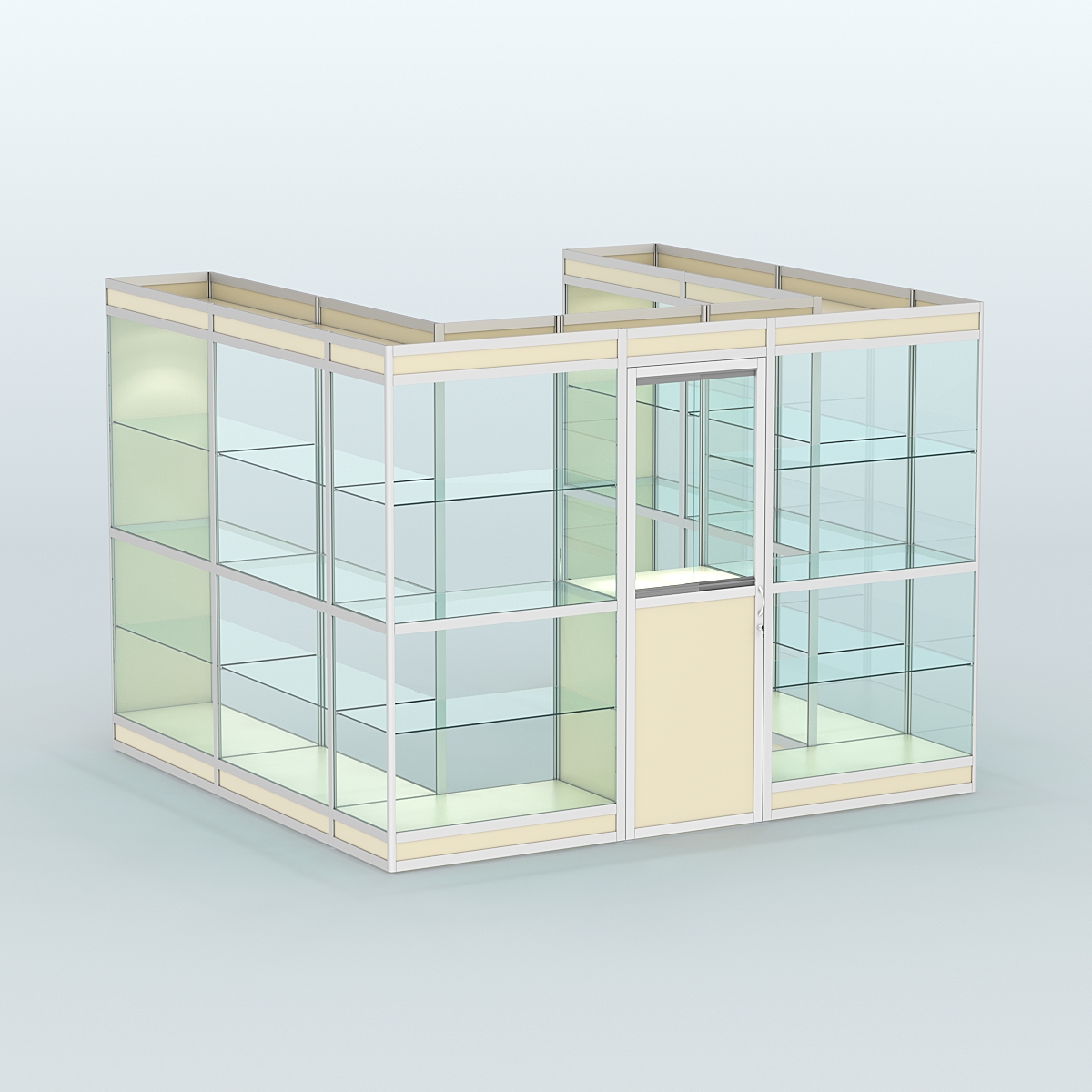 Павильон из профиля пристенный №5в (6,75 кв. м) Крем Вайс