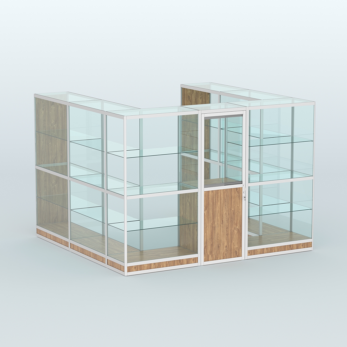 Павильон из профиля пристенный №5г (6,75 кв. м) Дуб Канзас коричневый