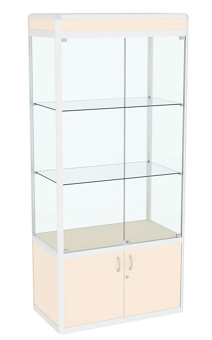 Витрина из профиля №1 (метровая) (задняя стенка - стекло) Крем Вайс