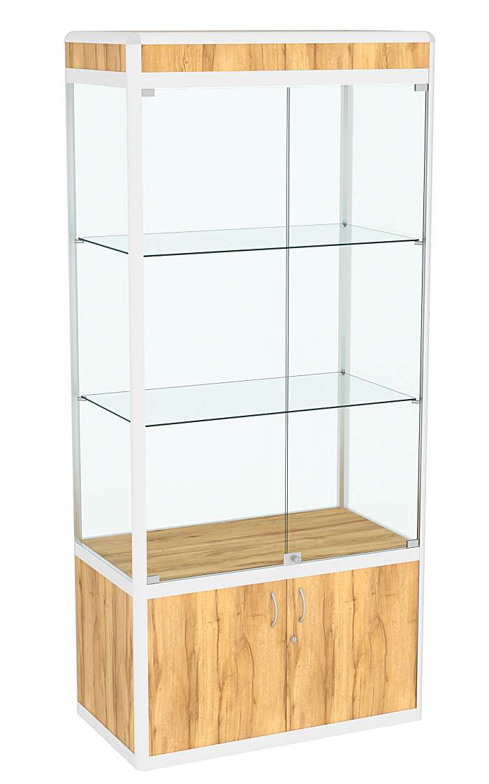 Витрина из профиля №1 (метровая) (задняя стенка - стекло) Дуб Золотистый
