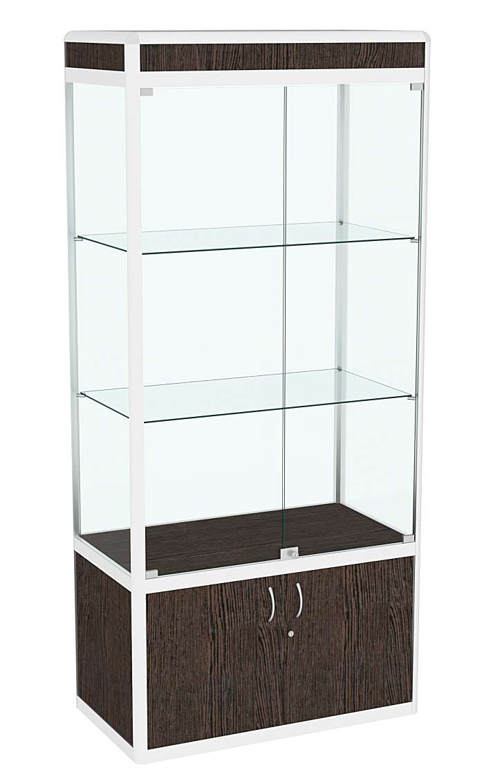 Витрина из профиля №1 (метровая) (задняя стенка - стекло) Дуб Венге