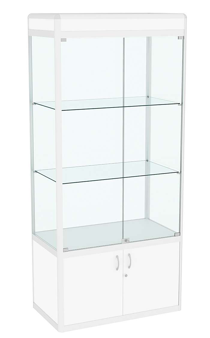 Витрина из профиля №1 (метровая) (задняя стенка - стекло) Белый