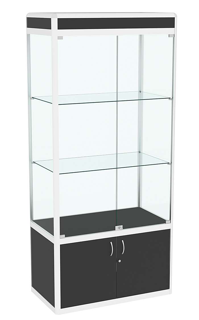 Витрина из профиля №1 (метровая) (задняя стенка - стекло) Черный