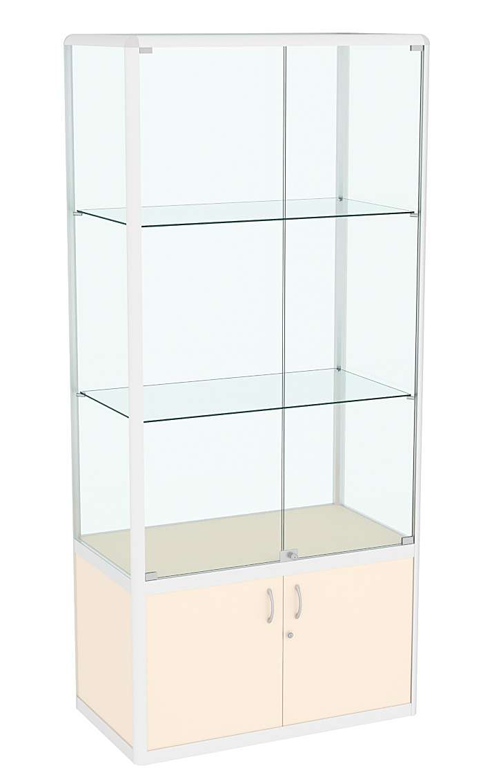 Витрина из профиля №2 (метровая) (задняя стенка - стекло) Крем Вайс