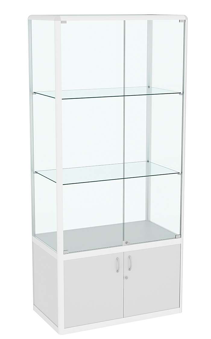 Витрина из профиля №2 (метровая) (задняя стенка - стекло) Серый