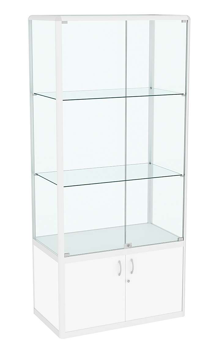Витрина из профиля №2 (метровая) (задняя стенка - стекло) Белый