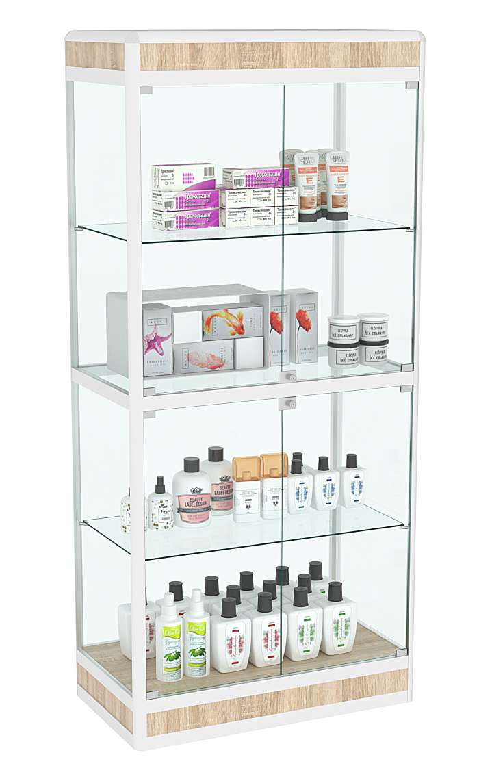 Витрина из профиля №3 (метровая) (задняя стенка - стекло) Дуб сонома