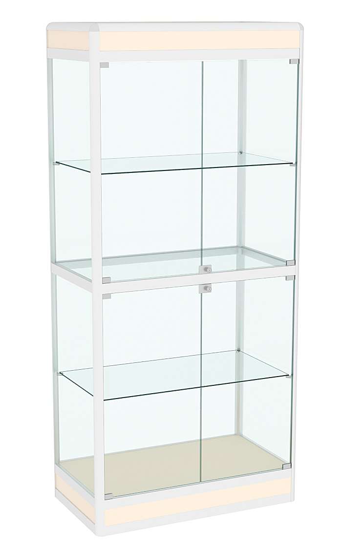 Витрина из профиля №3 (метровая) (задняя стенка - стекло) Крем Вайс