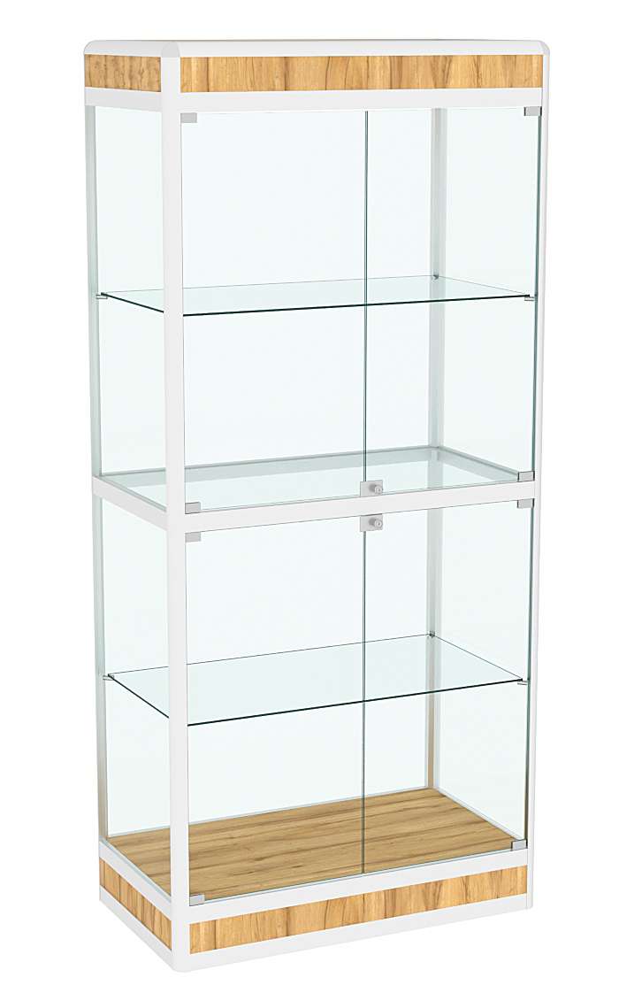 Витрина из профиля №3 (метровая) (задняя стенка - стекло) Дуб Золотистый