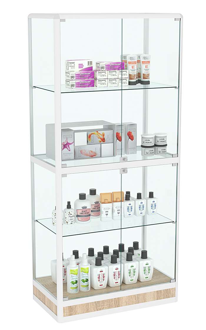 Витрина из профиля №4 (метровая) (задняя стенка - стекло) Дуб сонома