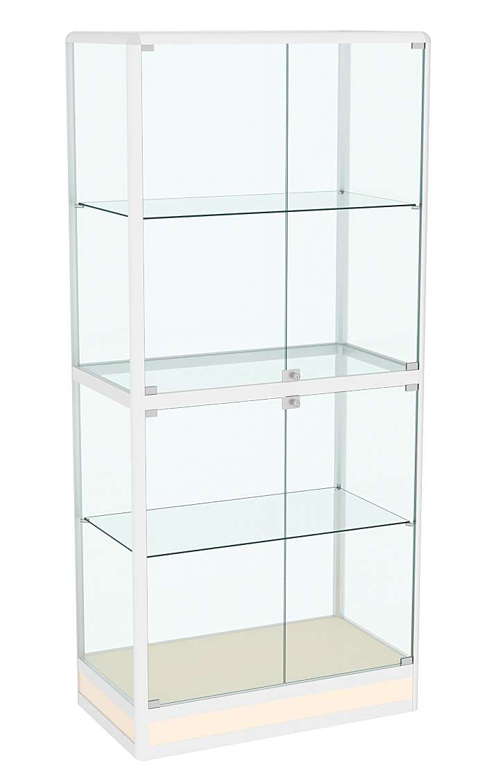 Витрина из профиля №4 (метровая) (задняя стенка - стекло) Крем Вайс