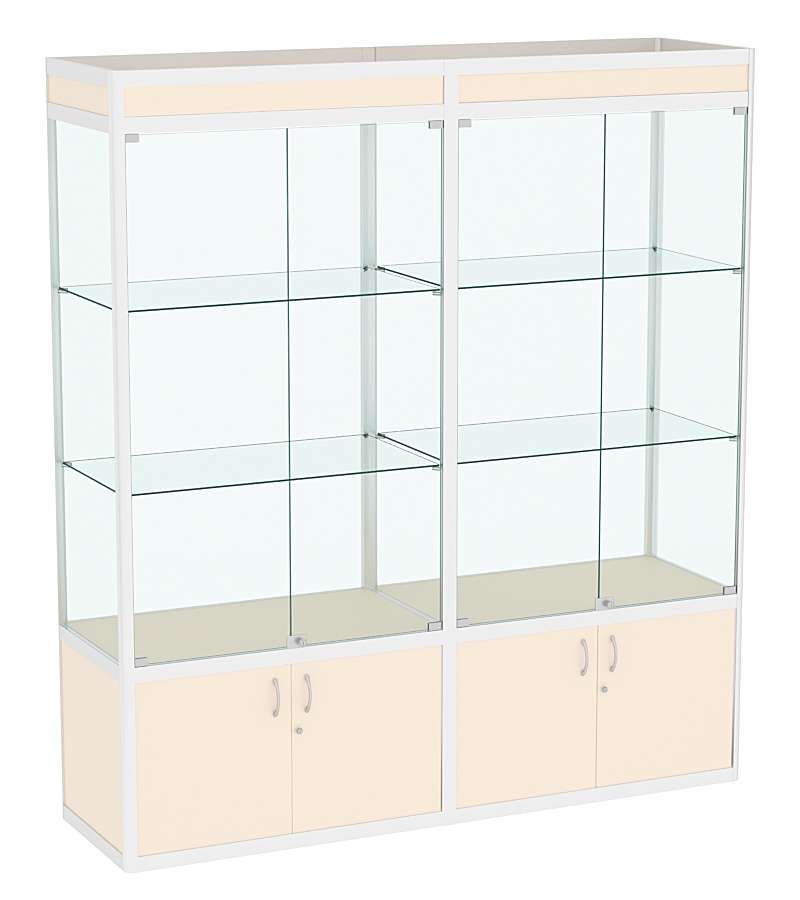 Витрина стеклянная алюминиевая двухсекционная с подсветкой ВСА-5 Крем Вайс