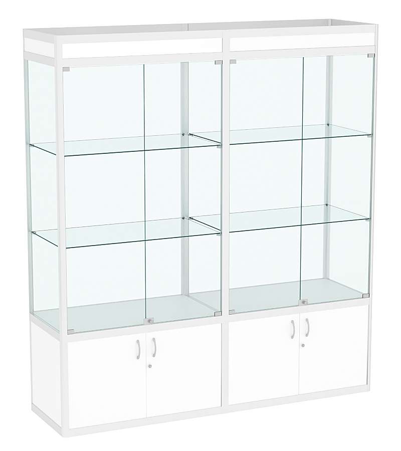 Витрина стеклянная алюминиевая двухсекционная с подсветкой ВСА-5 Белый