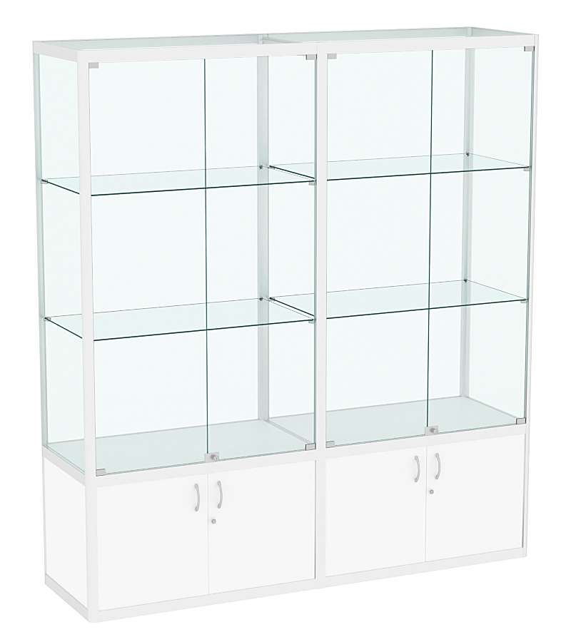 Витрина стеклянная двухсекционная с накопителем алюминиевая ВСА-6 Белый
