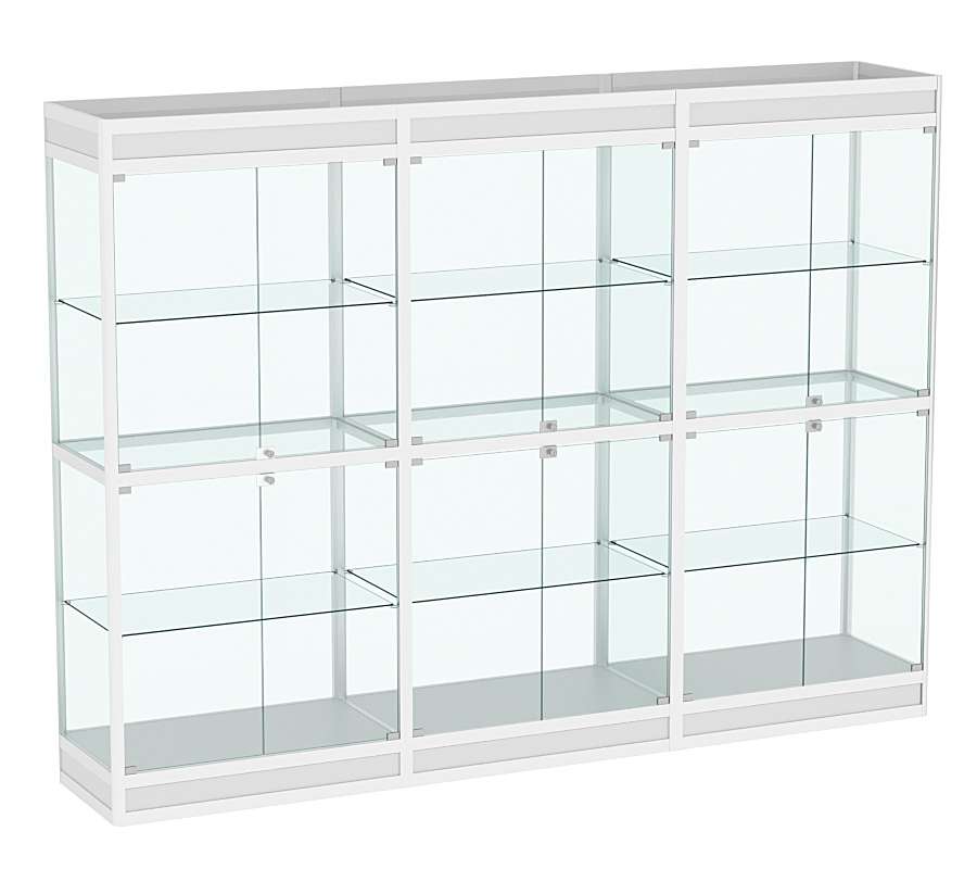 Витрина стеклянная алюминиевая модульная с подсветкой и подиумом ВСА-11 Серый