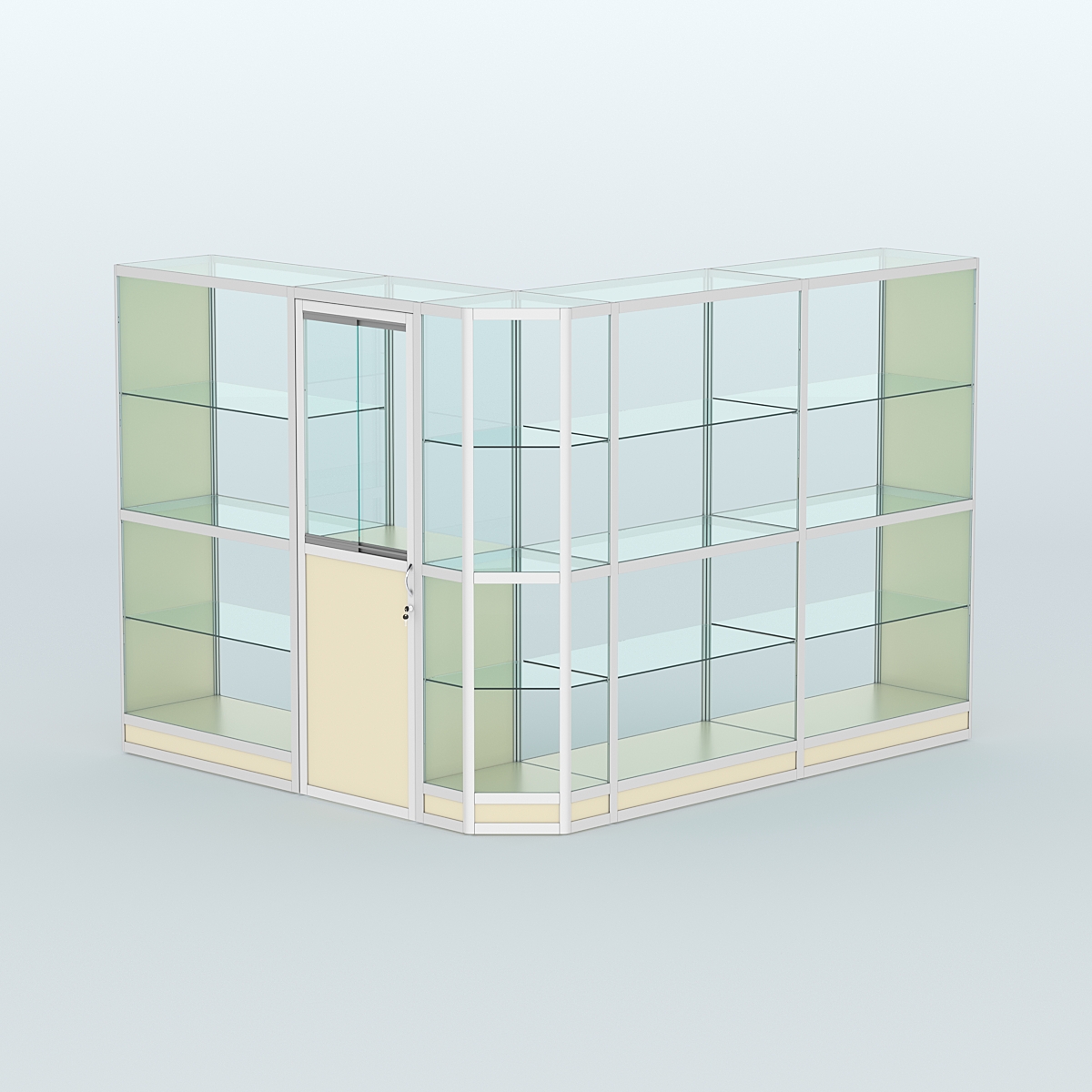 Павильон из профиля угловой №3г (5,5 кв.м) Крем Вайс