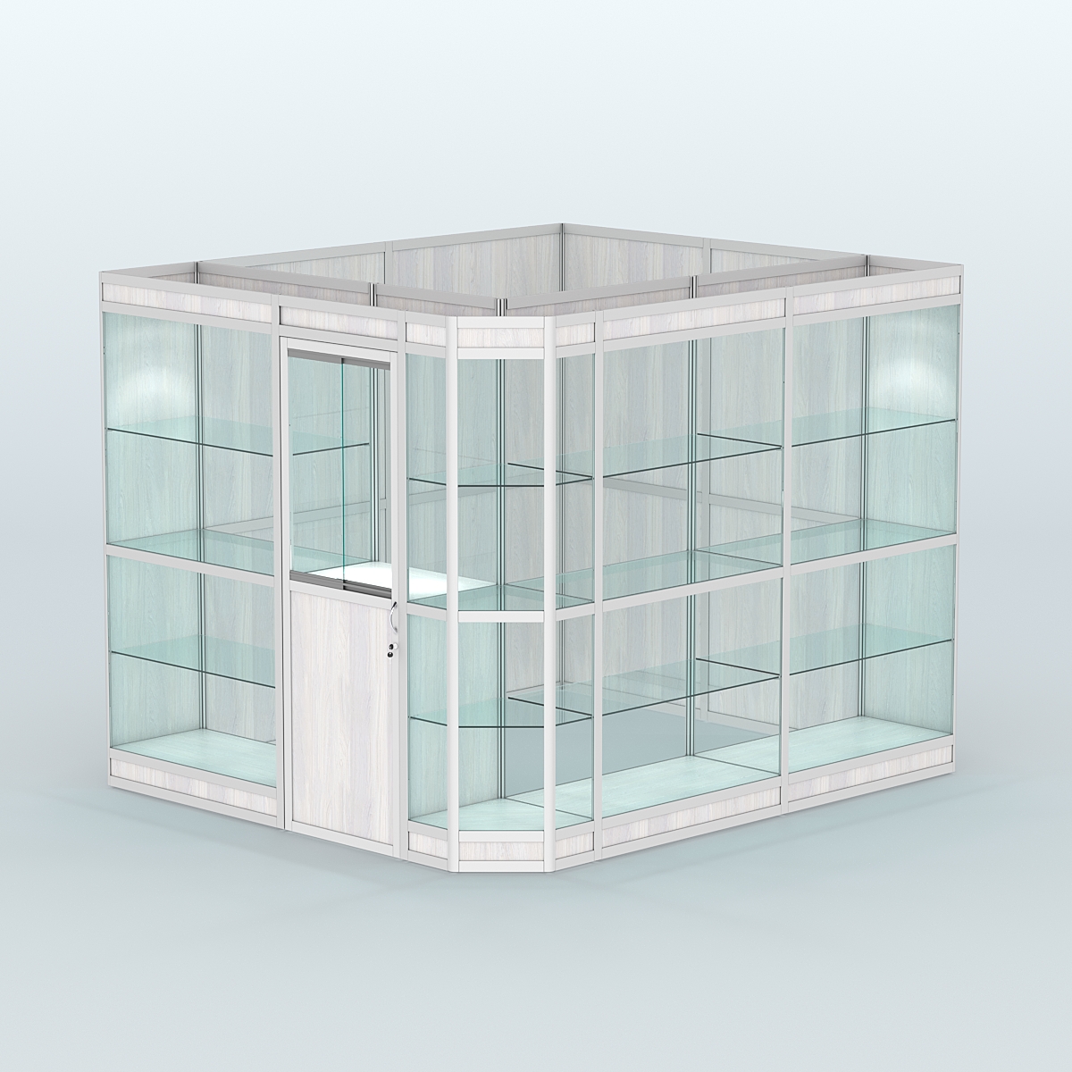 Павильон из профиля угловой №6в (5,5 кв.м) Ясень Анкор светлый