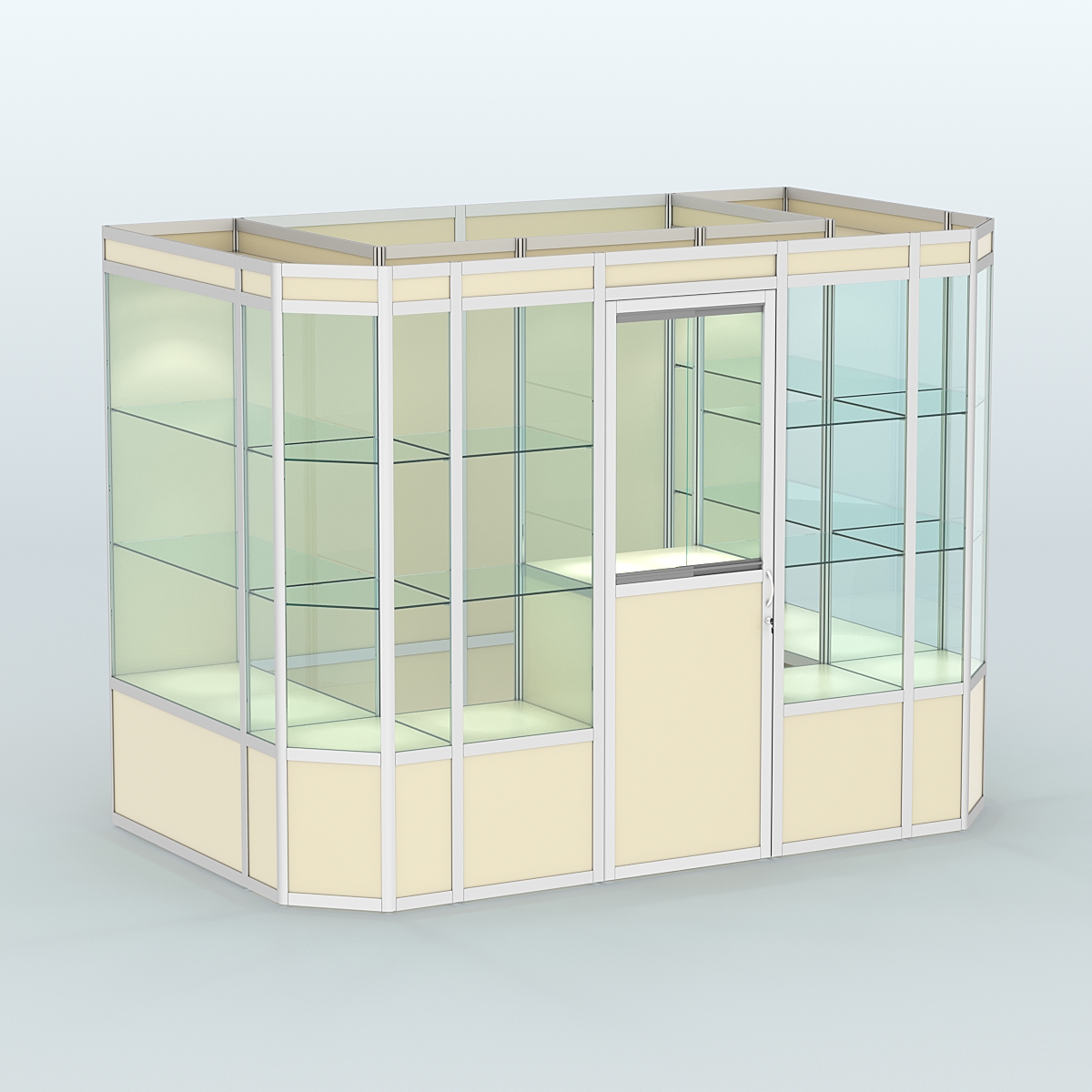 Павильон из профиля пристенный №10а (4,05 кв.м) Крем Вайс