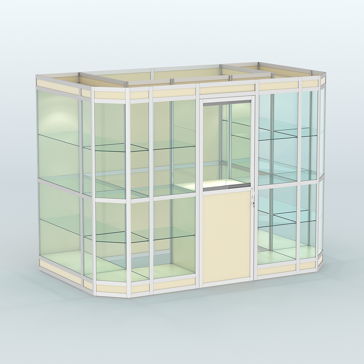 Павильон из профиля пристенный №10в (4,05 кв.м) Крем Вайс