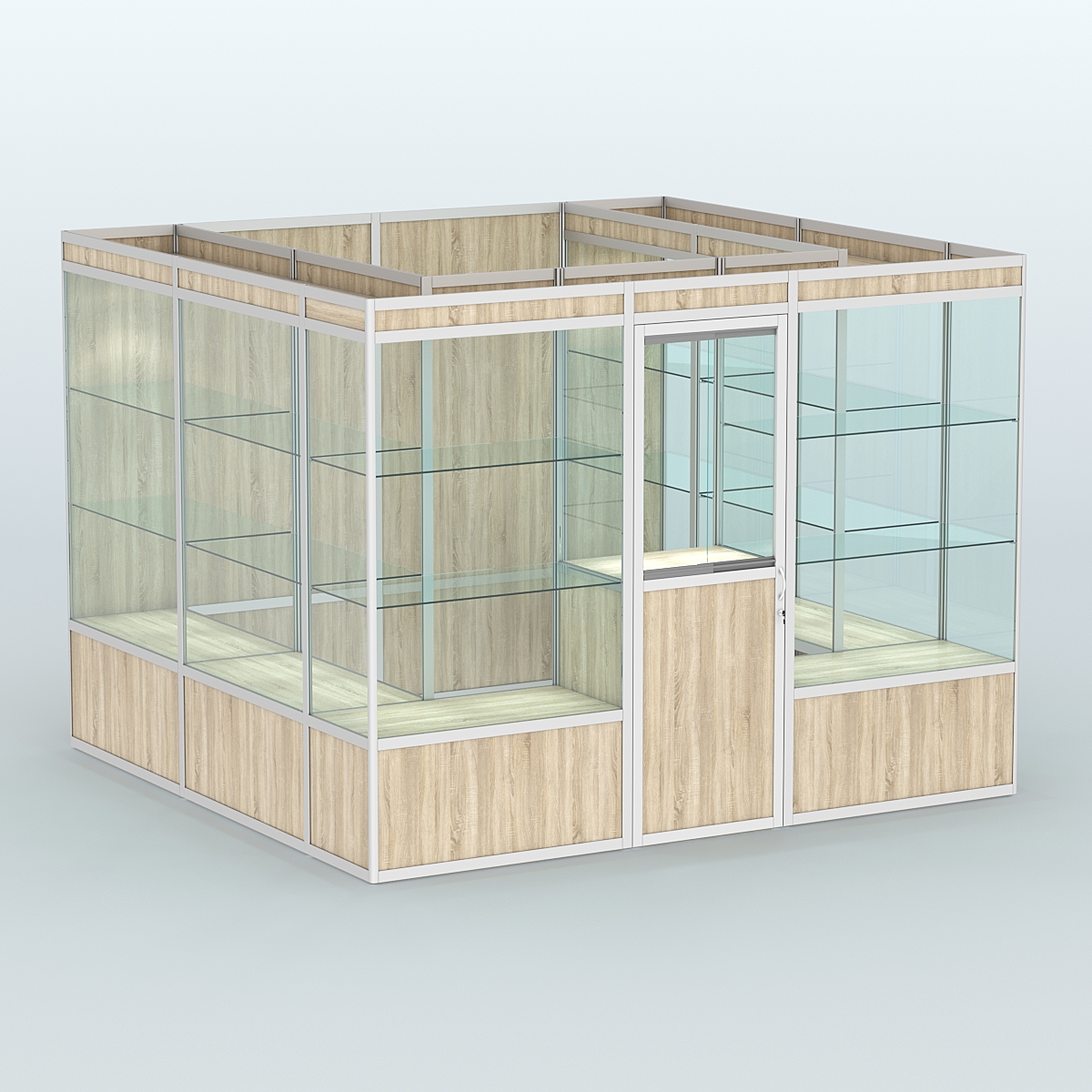 Павильон из профиля пристенный №9а (6,75 кв. м) Дуб Сонома