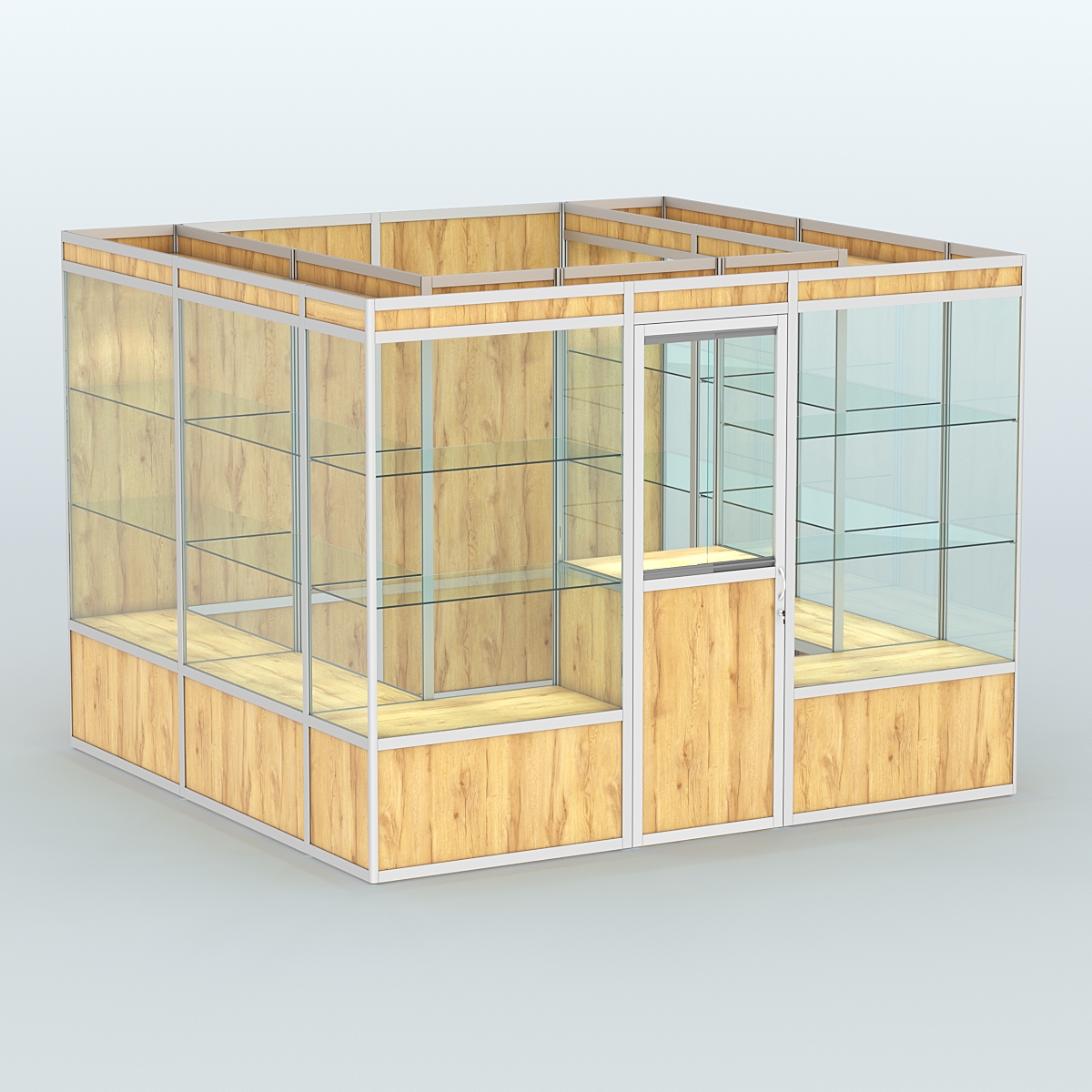 Павильон из профиля пристенный №9а (6,75 кв. м) Дуб Золотистый