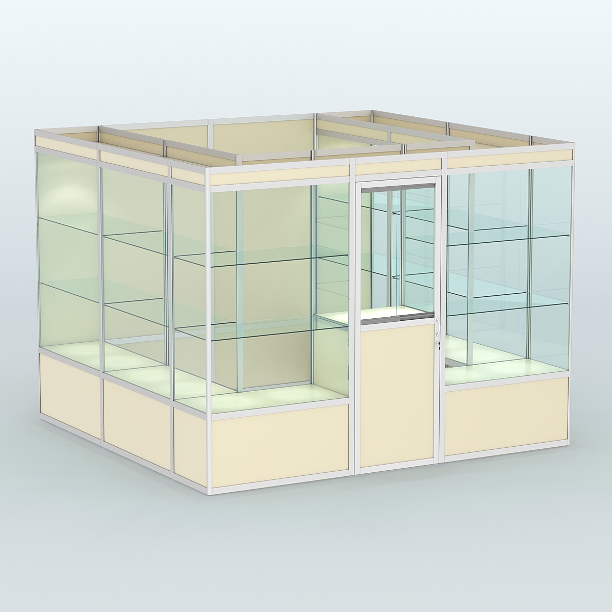 Павильон из профиля пристенный №9а (6,75 кв. м) Крем Вайс