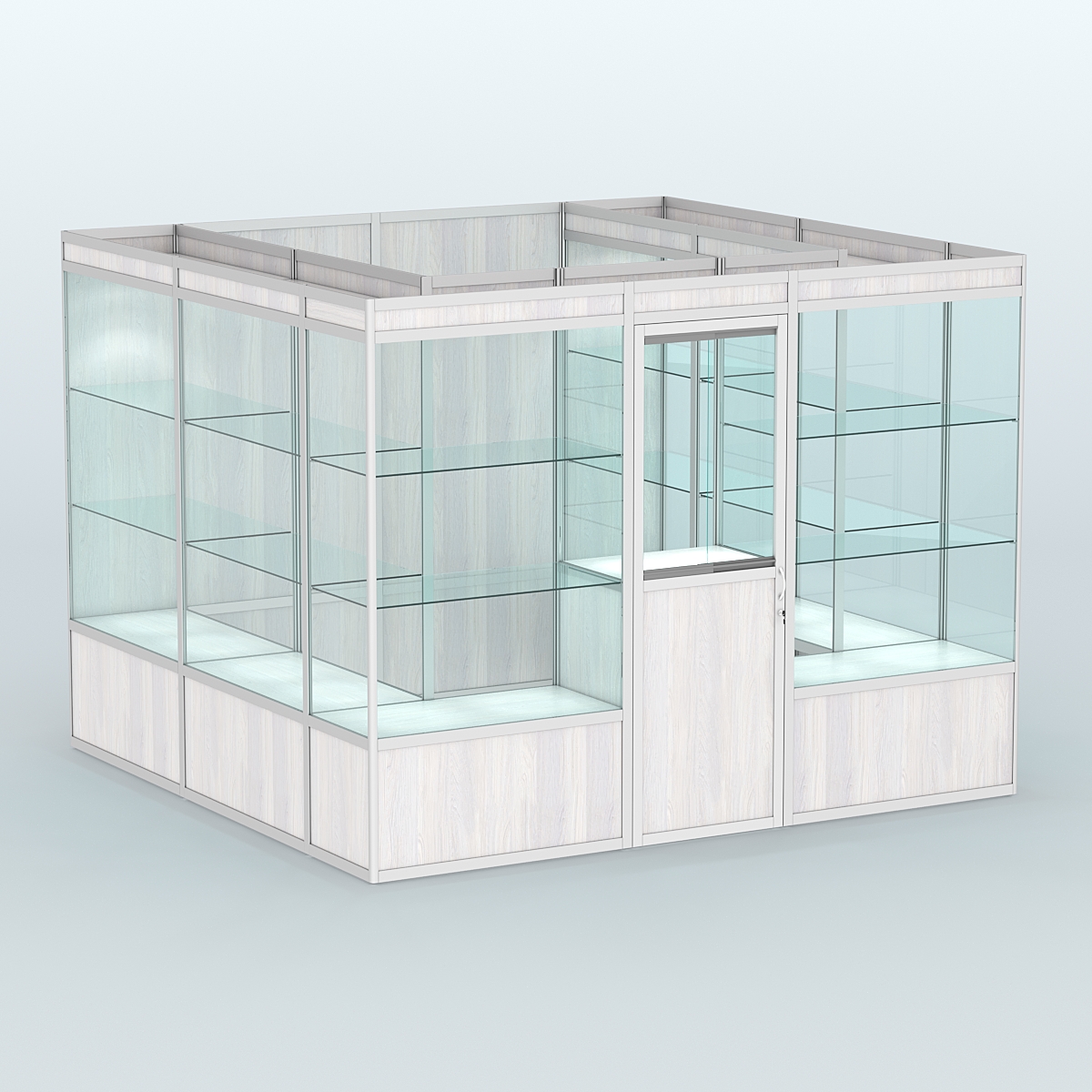 Павильон из профиля пристенный №9а (6,75 кв. м) Ясень Анкор светлый