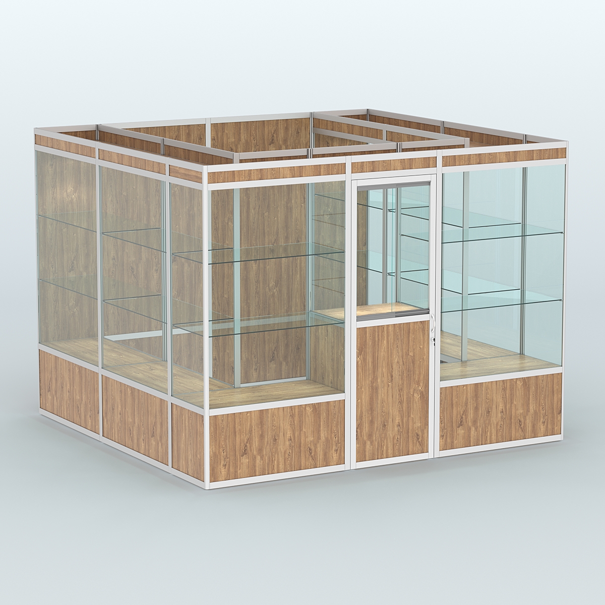 Павильон из профиля пристенный №9а (6,75 кв. м) Дуб Канзас коричневый