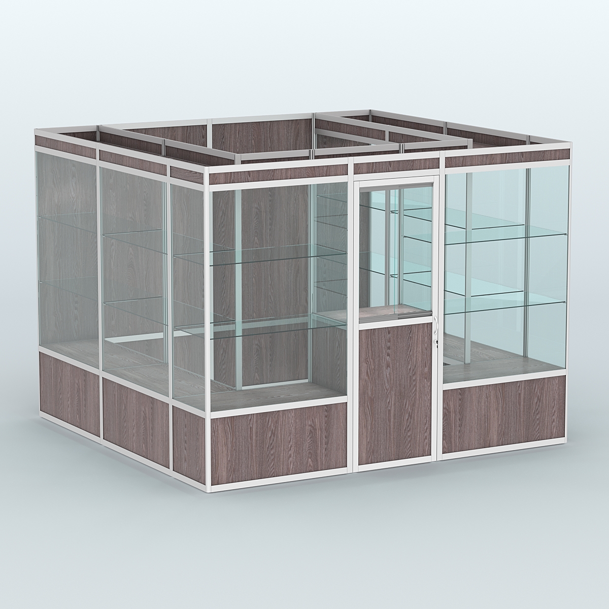 Павильон из профиля пристенный №9а (6,75 кв. м) Ясень Анкор темный