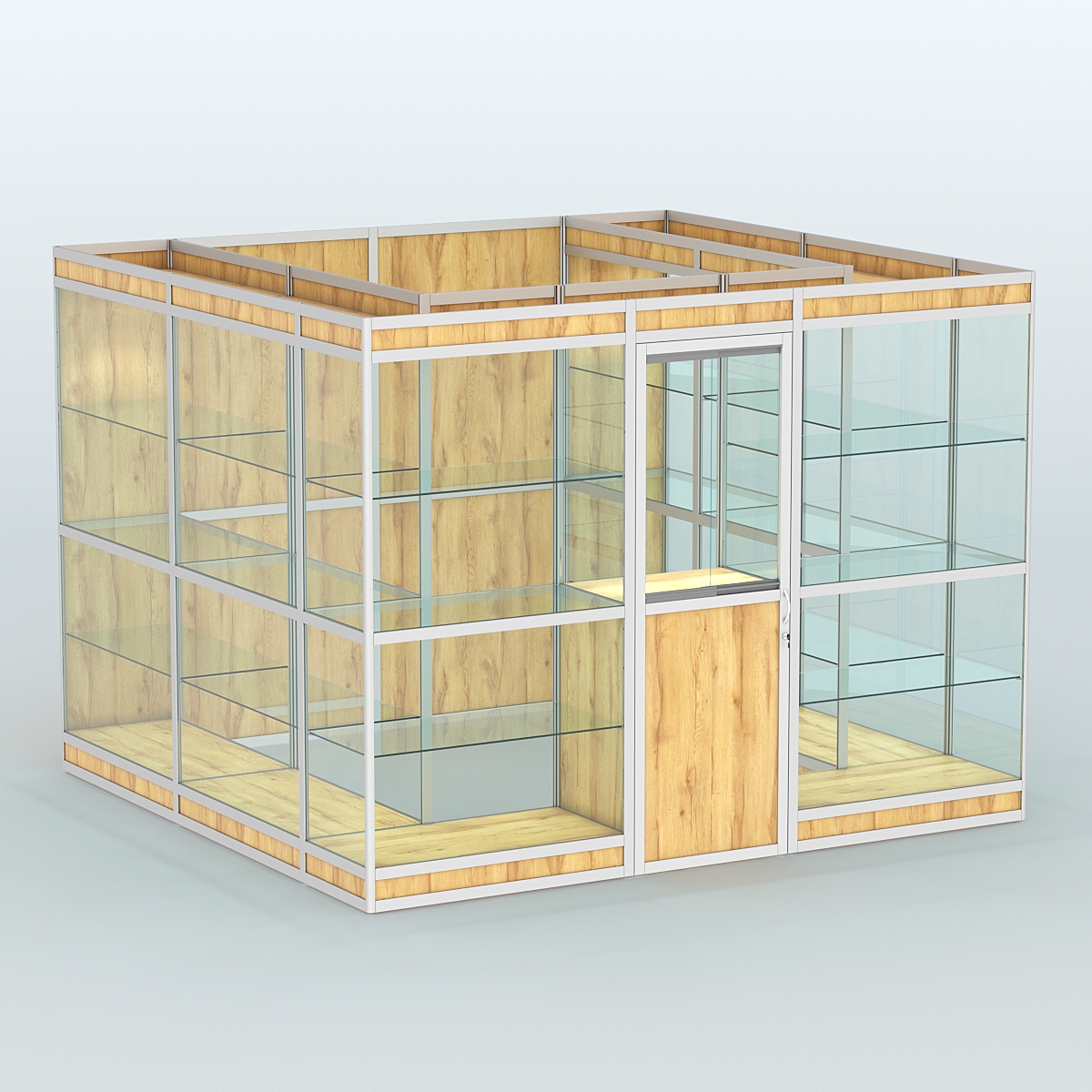 Павильон из профиля пристенный №9в (6,75 кв. м) Дуб Золотистый