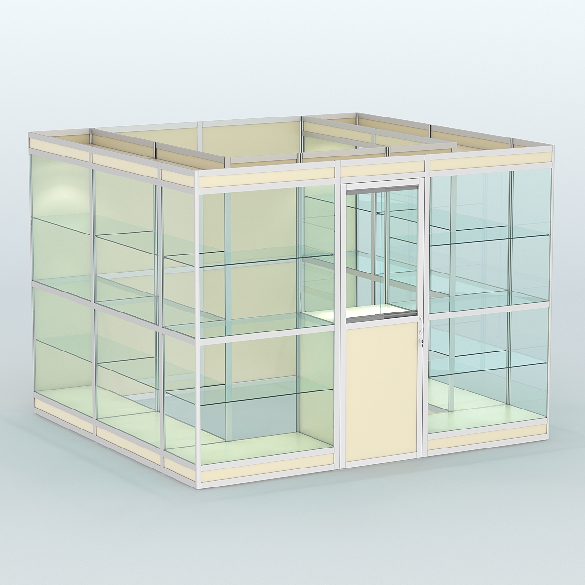 Павильон из профиля пристенный №9в (6,75 кв. м) Крем Вайс