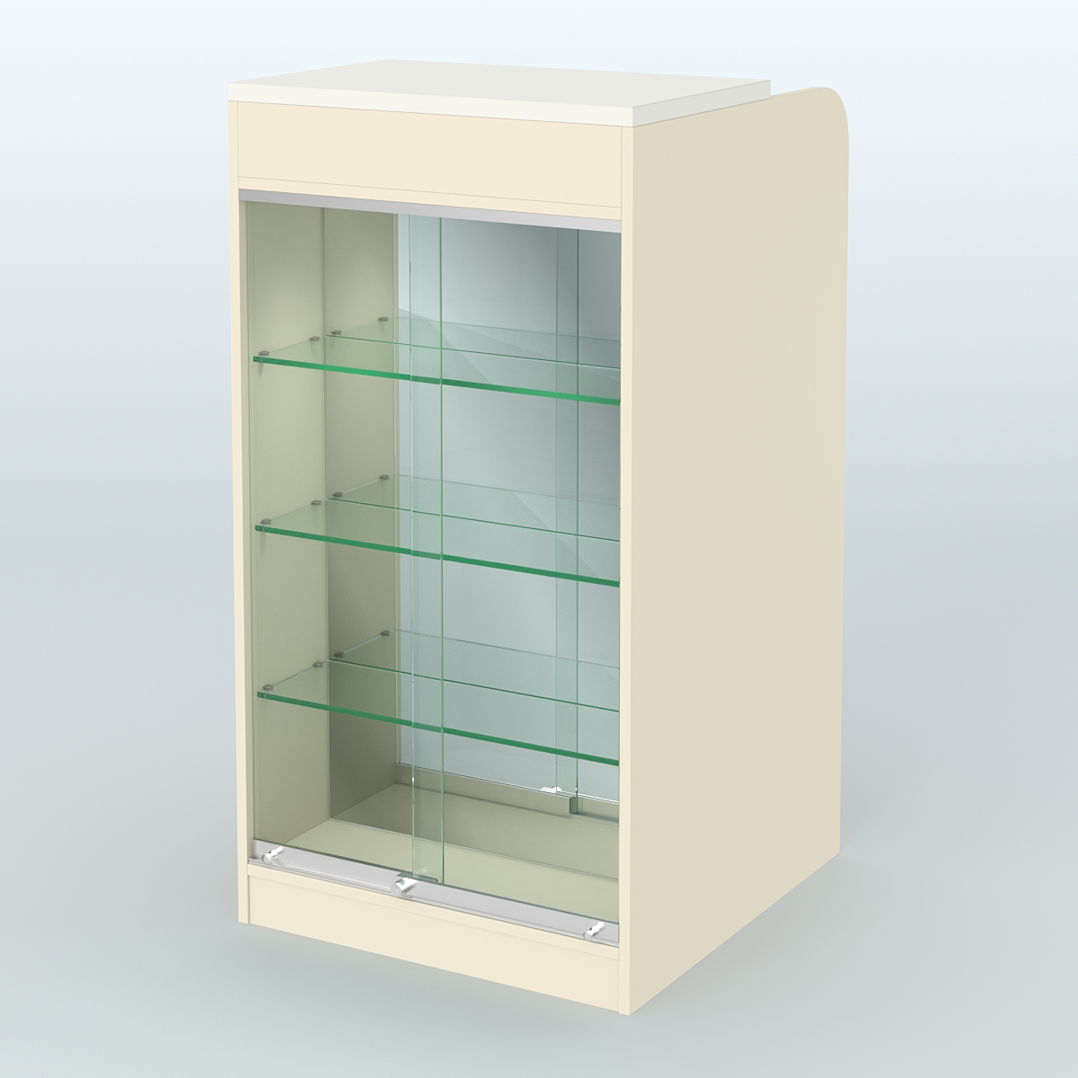 Ресепшен-Лайт №8 (600 мм) (Фасадная стенка - Зеркало) Крем Вайс + Белый