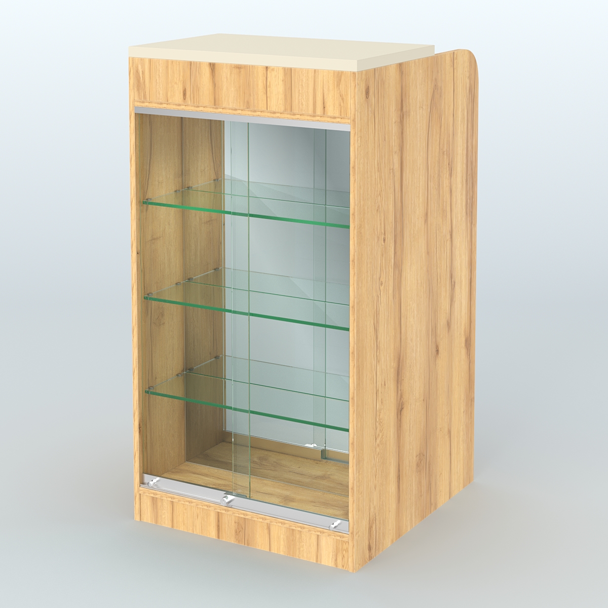 Ресепшен-Лайт №8 (600 мм) (Фасадная стенка - Зеркало) Дуб Золотистый и Крем Вайс