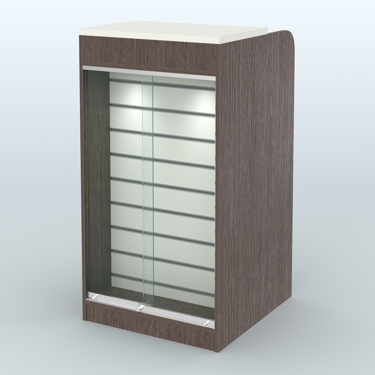 Ресепшен-Лайт №9 (600 мм) (Фасадная стенка - Экономпанель) Дуб Венге + Белый