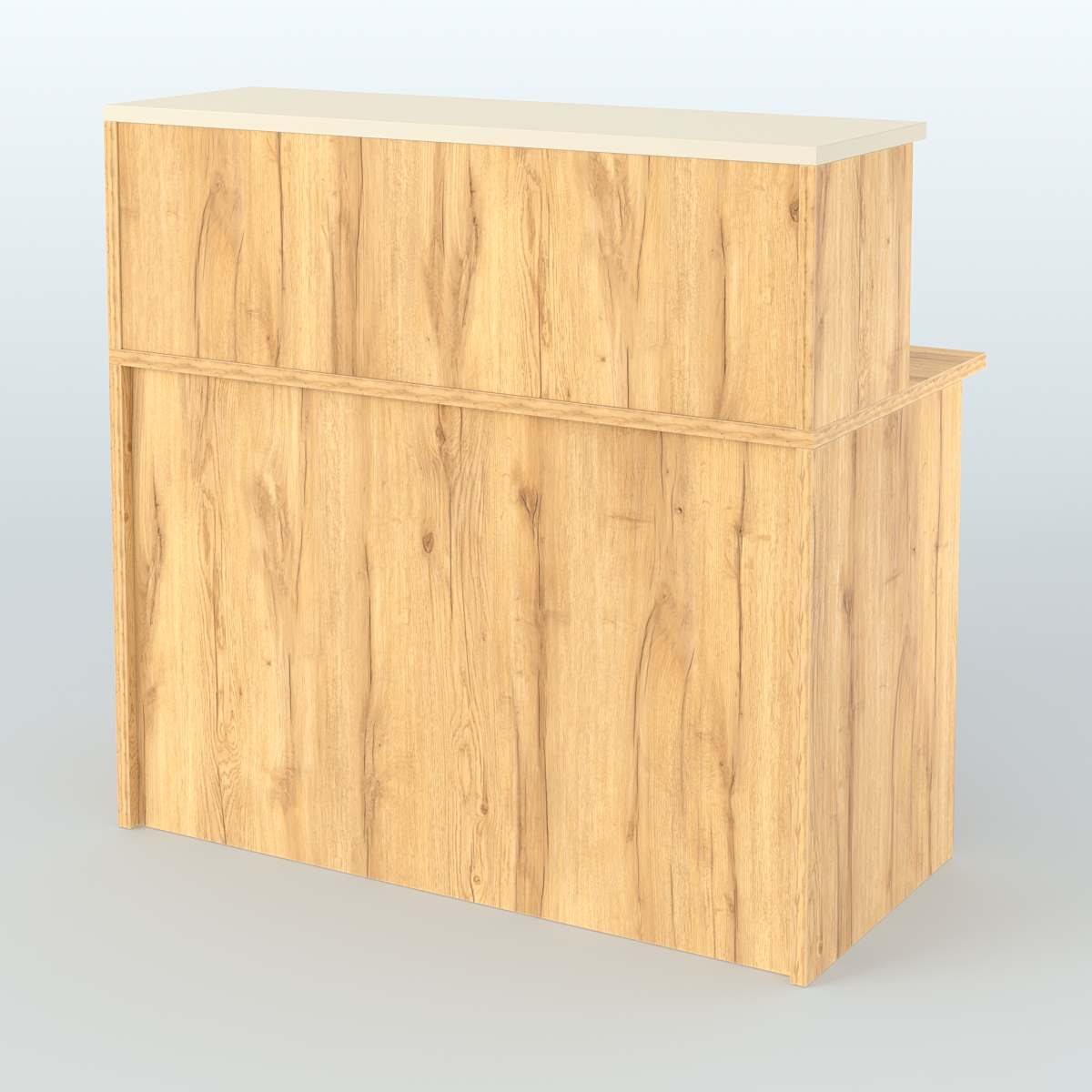 Ресепшен-Лайт прямоугольный с надставкой №11 Дуб Золотистый и Крем Вайс