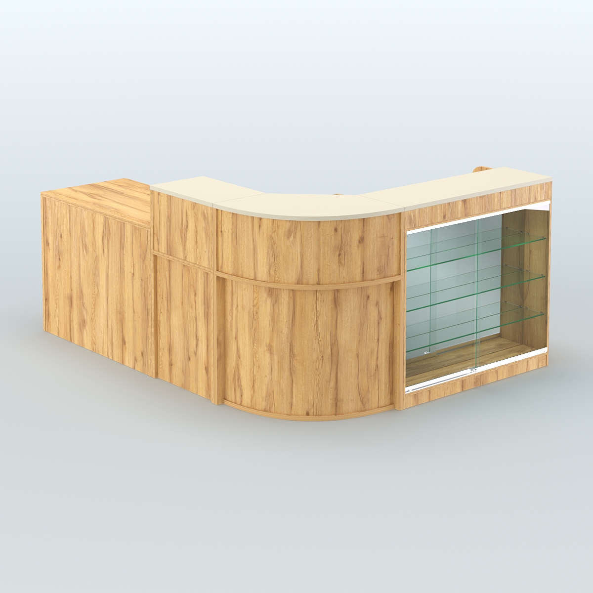 Угловой павильон Чай и Кофе с собой №1 Дуб Золотистый и Крем Вайс