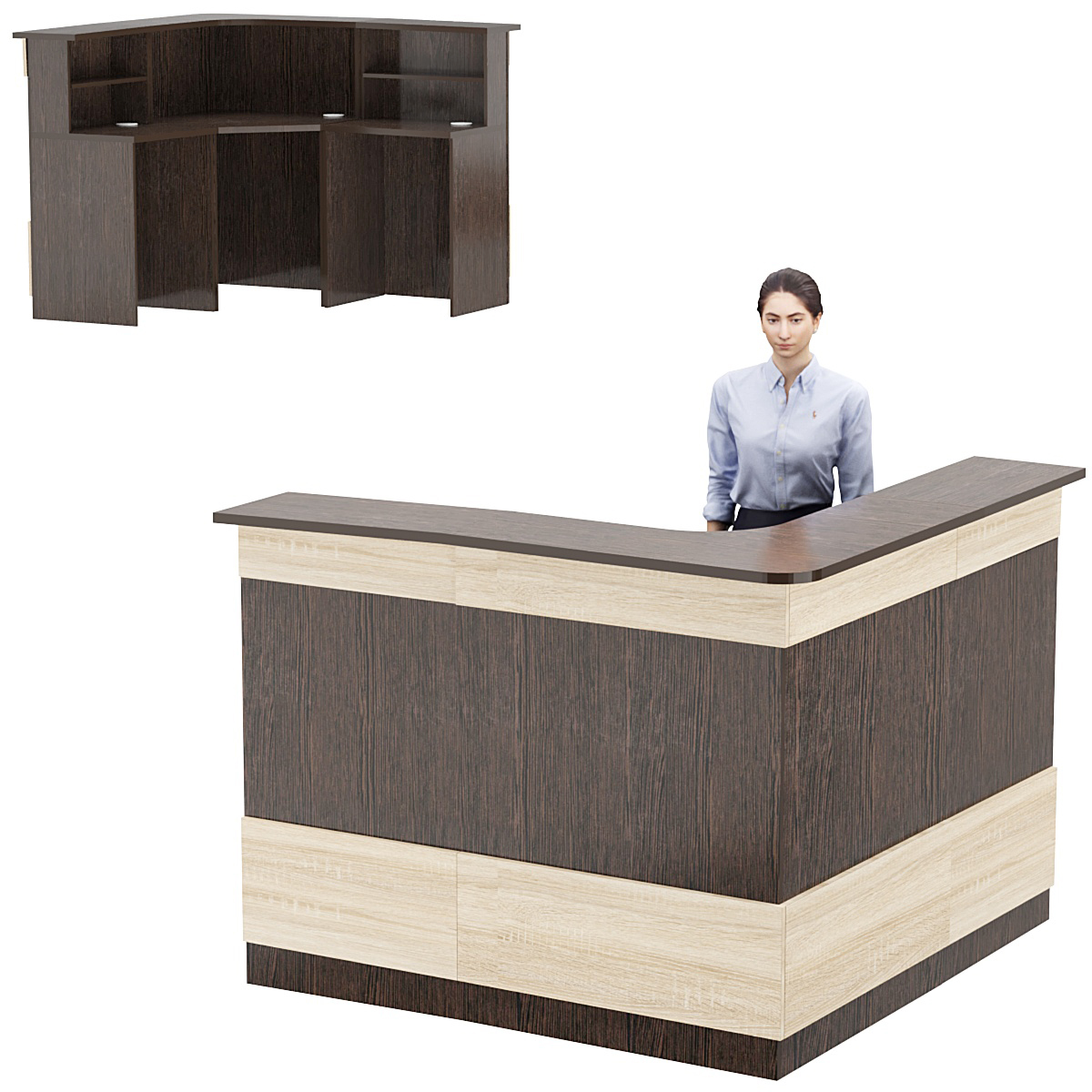 Комбинация ресепшенов Сеть №2-4-2 Дуб Венге и Дуб Сонома