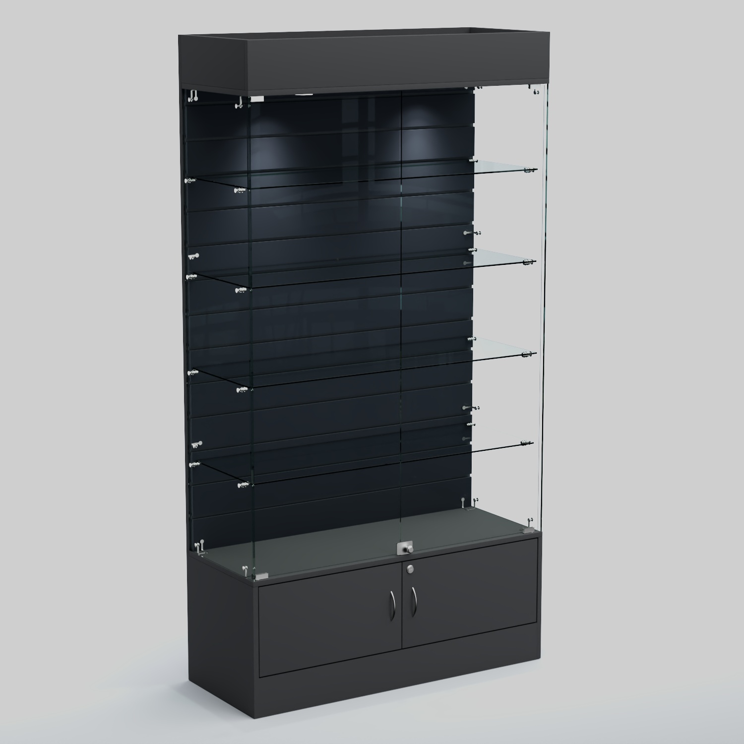 Витрина СЕТЬ №1-П с экономпанелью и полками Антрацит