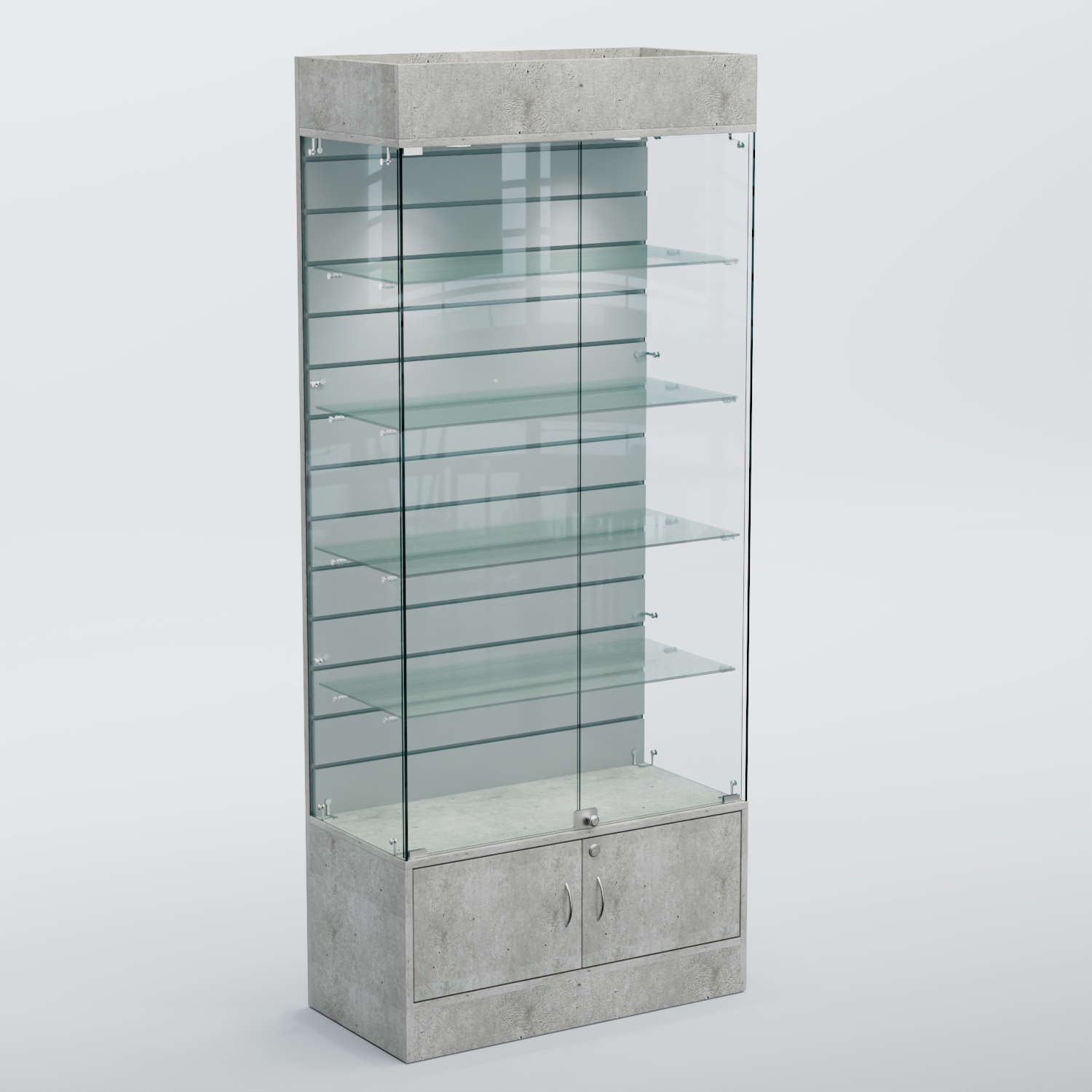 Витрина СЕТЬ №2-П с экономпанелью и полками Метрополитан Грей