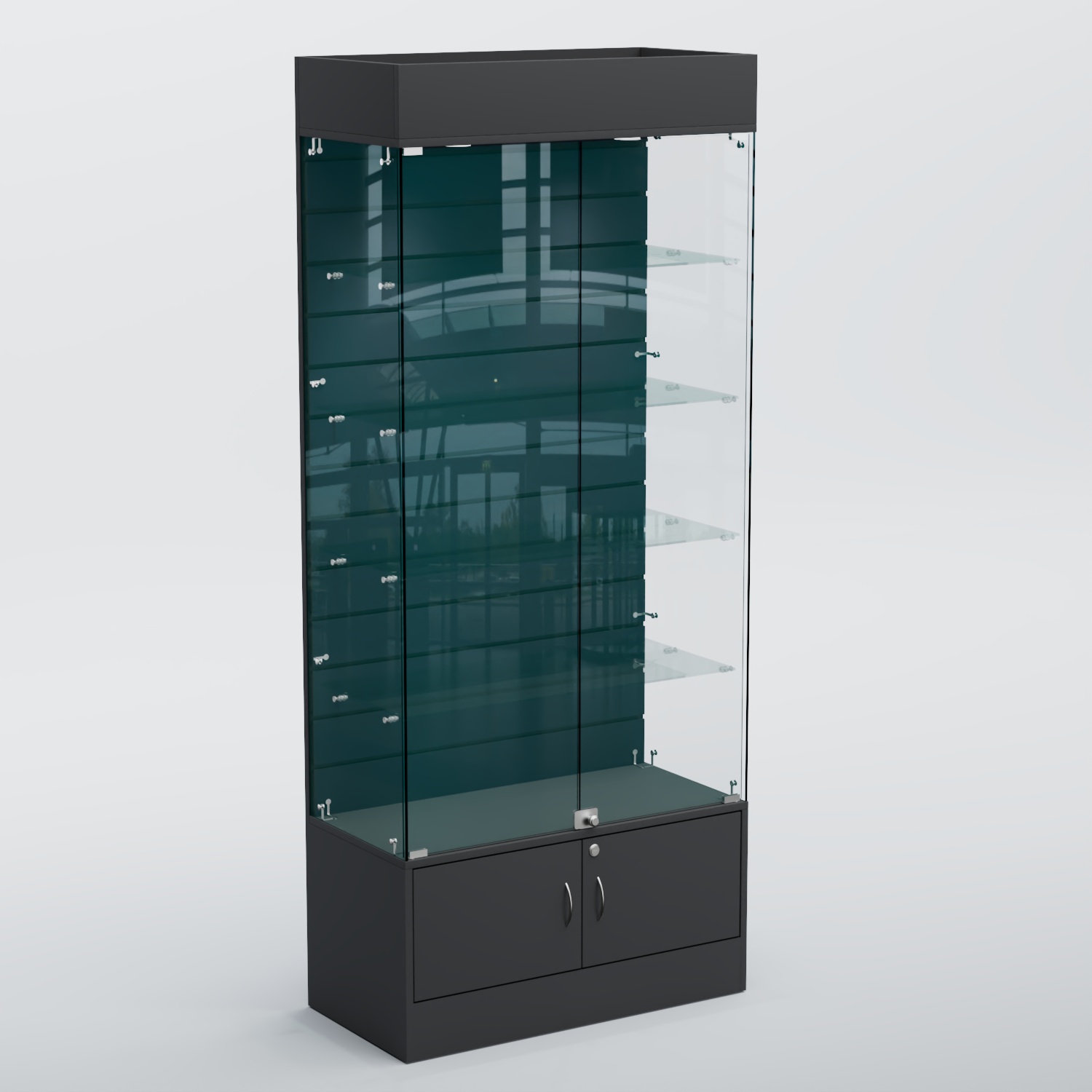 Витрина СЕТЬ №2-П с экономпанелью и полками Антрацит