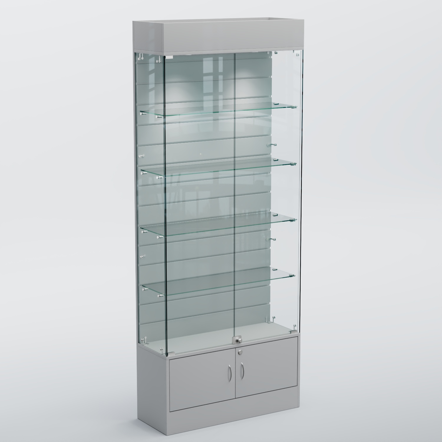 Витрина СЕТЬ №4-П с экономпанелью и полками Серый