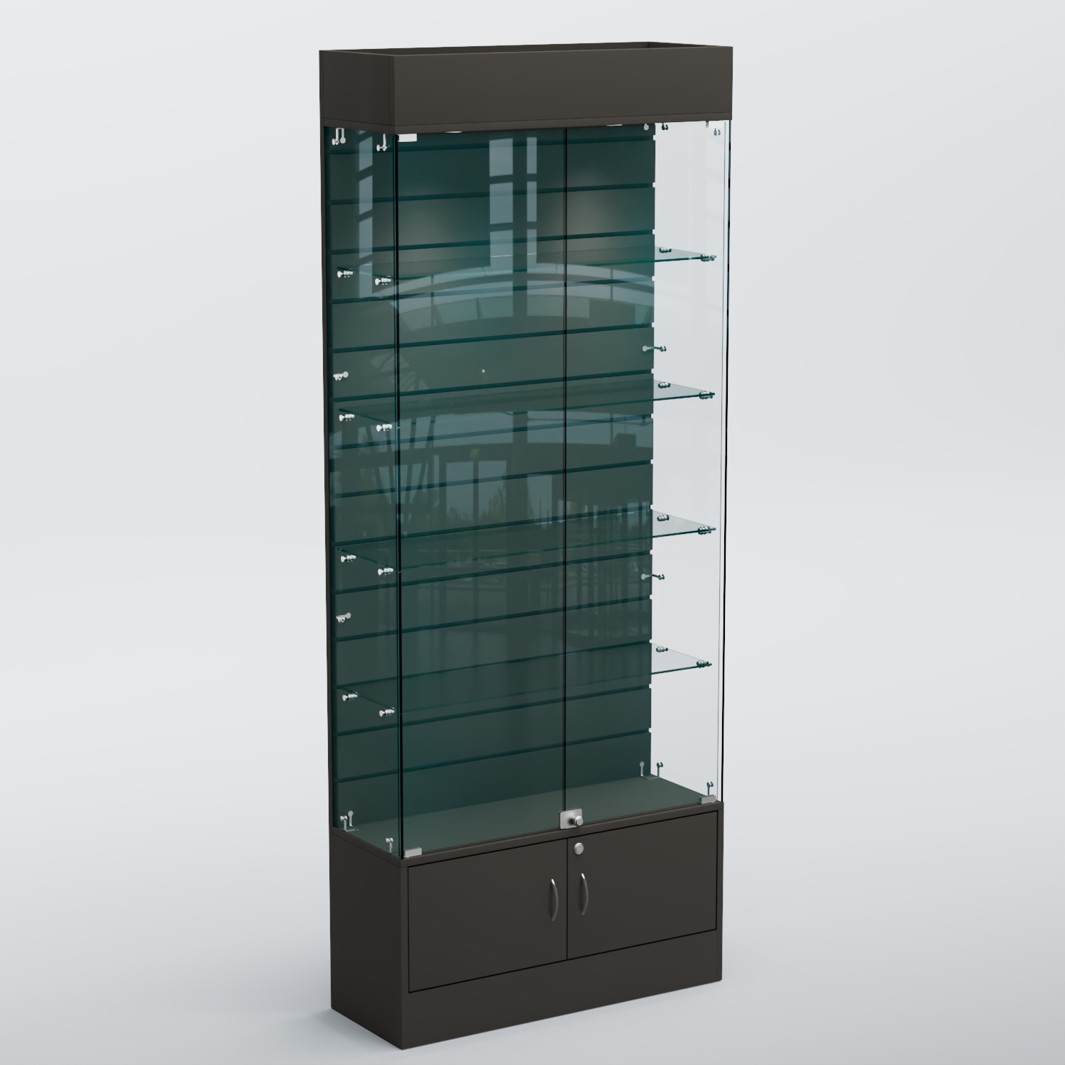 Витрина СЕТЬ №4-П с экономпанелью и полками Черный