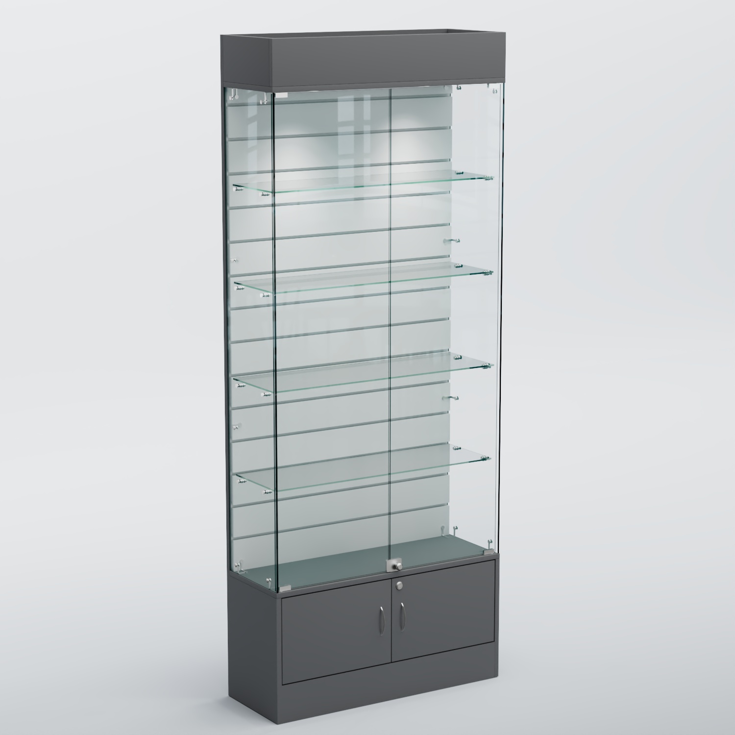 Витрина СЕТЬ №4-П с экономпанелью и полками Темно-Серый