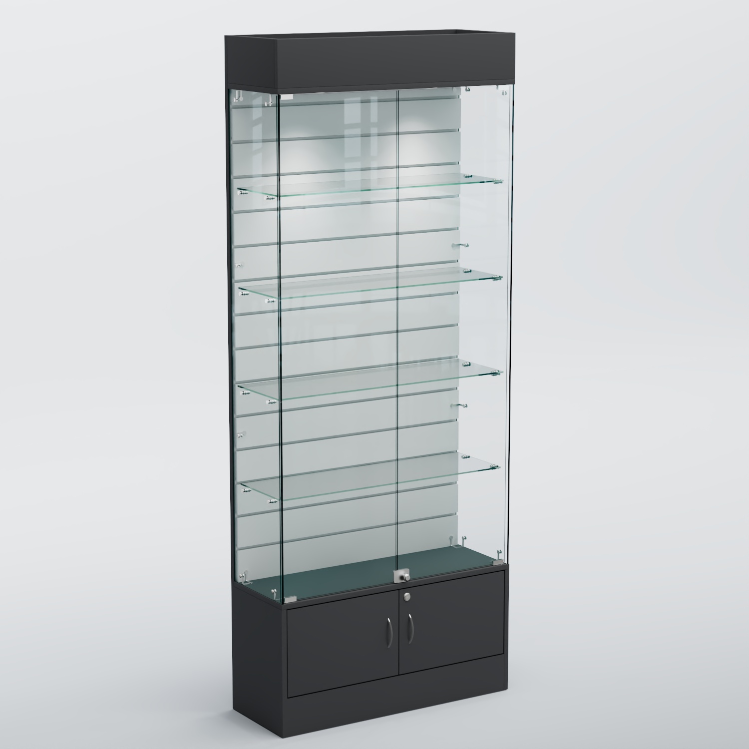 Витрина СЕТЬ №4-П с экономпанелью и полками Aнтрацит+Белый