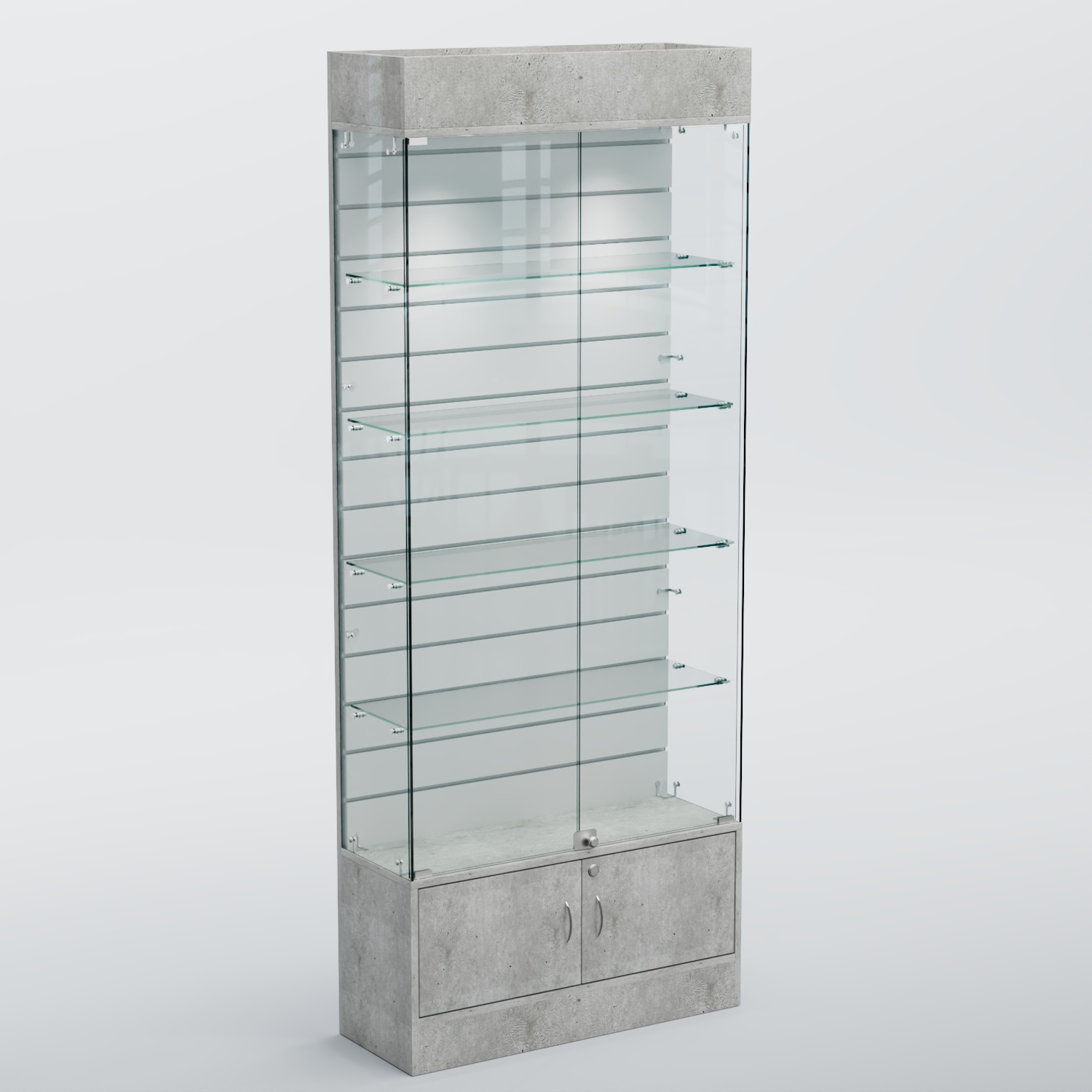 Витрина СЕТЬ №4-П с экономпанелью и полками Метрополитан Грей