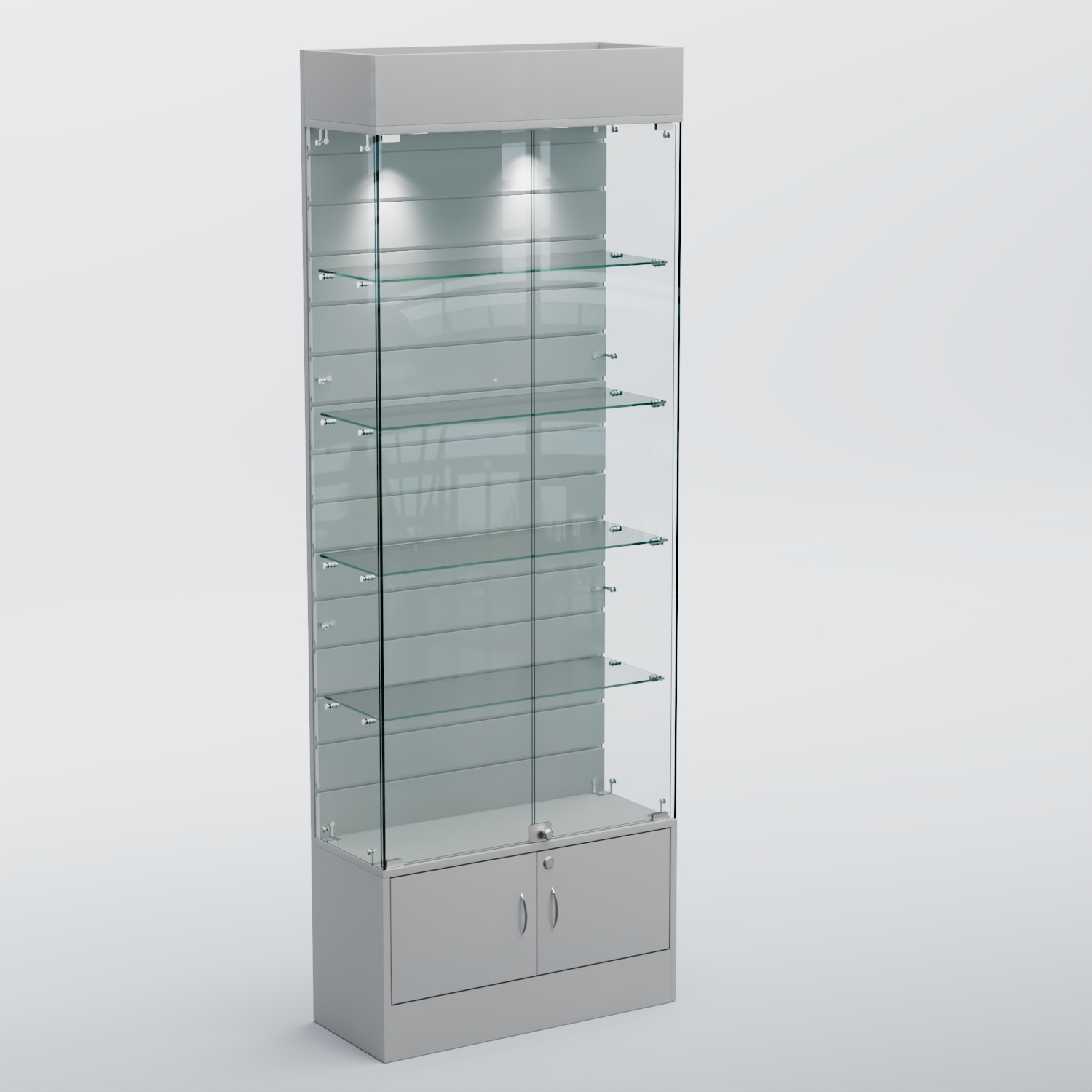 Витрина СЕТЬ №5-П с экономпанелью и полками Серый
