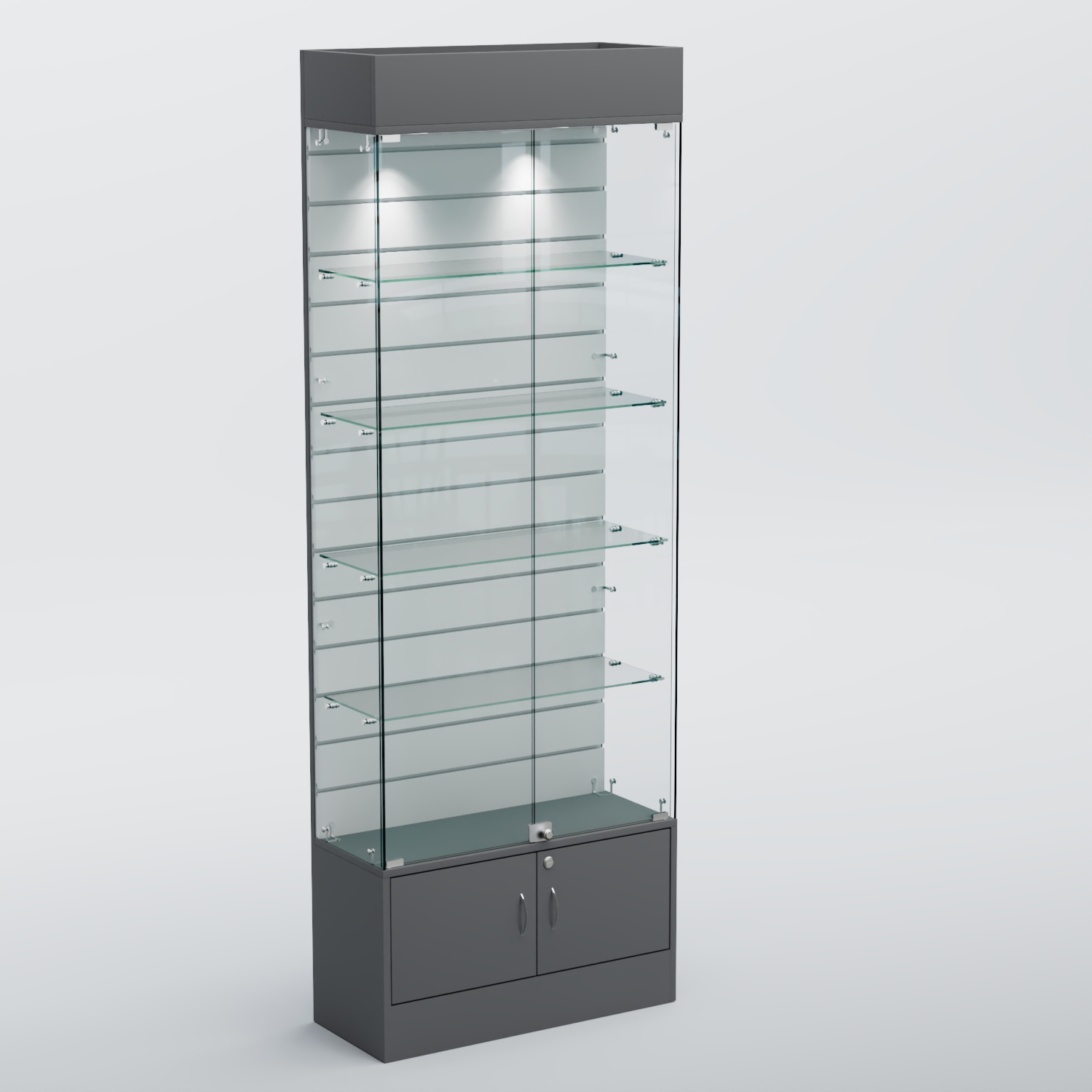 Витрина СЕТЬ №5-П с экономпанелью и полками Темно-Серый