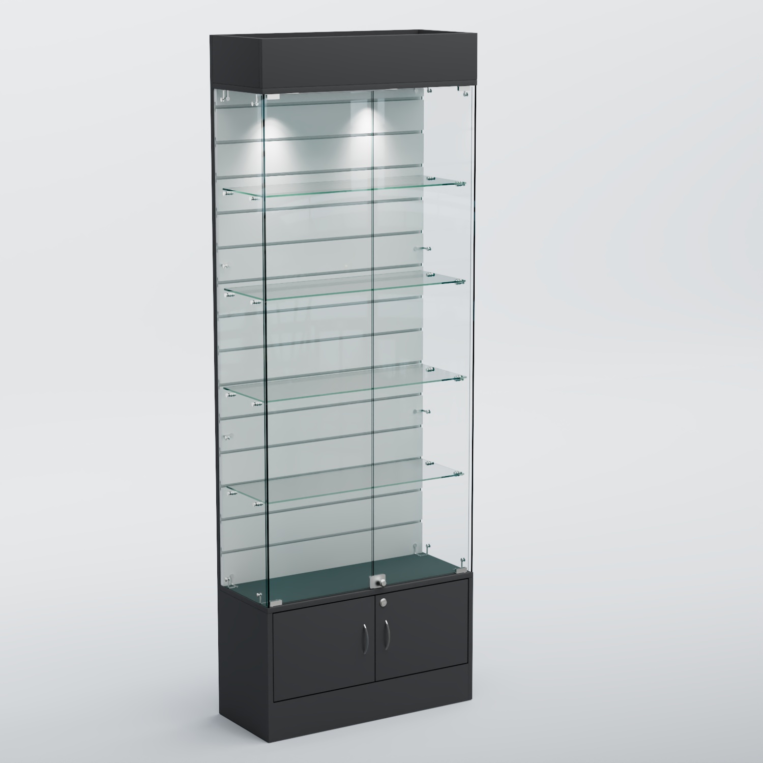 Витрина СЕТЬ №5-П с экономпанелью и полками Aнтрацит+Белый