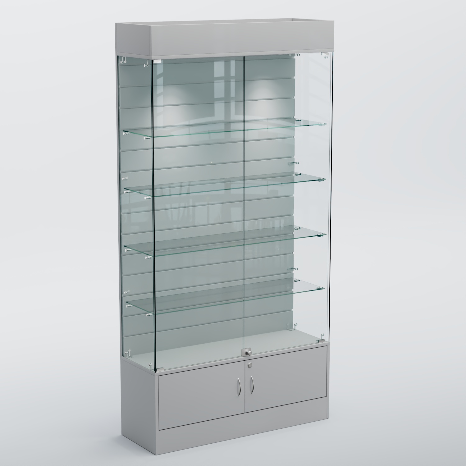 Витрина СЕТЬ №3-П с экономпанелью и полками Серый